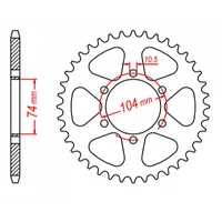 MTX 43 Tooth Rear Sprocket for Kawasaki H1 Mach III 1976
