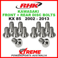 RHK MX FRONT + REAR HEAVY DUTY BRAKE DISC BOLT SET KAWASAKI KX85 KX 85 2002-2013