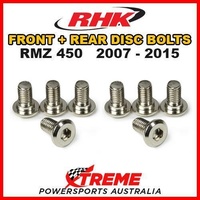 RHK MX FRONT + REAR HEAVY DUTY BRAKE DISC BOLTS For Suzuki RMZ450 RM Z450 2007-2015