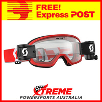 Scott Red/White Buzz MX Pro WFS Goggles With Clear Lens Motocross Dirt Bike