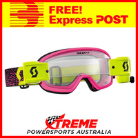 Scott Pink/Yellow Buzz MX Pro WFS Goggles With Clear Lens Motocross Dirt Bike