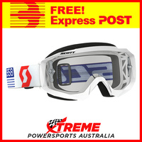 Scott White/Red Hustle MX Goggles With Clear Lens Motocross Dirt Bike