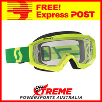 Scott Yellow/Green Hustle MX Goggles With Clear Lens Motocross Dirt Bike