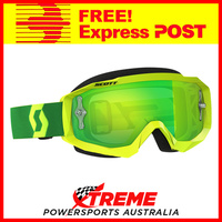 Scott Yellow/Green Hustle MX Goggles With Green Chrome Lens Motocross Dirt Bike