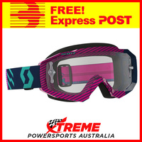 Scott Blue/Pink Hustle MX Goggles With Clear Lens Motocross Dirt Bike