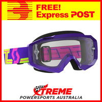 Scott Purple/Yellow Hustle MX Goggles With Clear Lens Motocross Dirt Bike