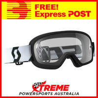 Scott Black/White Buzz MX Pro Goggles With Clear Lens Motocross Dirt Bike