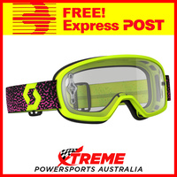Scott Yellow/Pink Buzz MX Pro Goggles With Clear Lens Motocross Dirt Bike