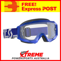Scott Blue/White Hustle X MX Goggles With Clear Lens Motocross Dirt Bike