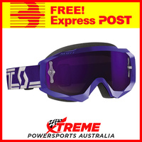 Scott Blue/White Hustle X Goggles With Purple Chrome Lens Motocross Dirt Bike