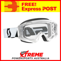 Scott White/Black Hustle X MX Goggles With Clear Lens Motocross Dirt Bike
