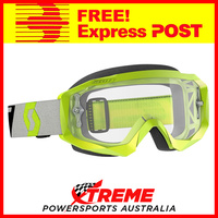 Scott Yellow/Grey Hustle X MX Goggles With Clear Lens Motocross Dirt Bike