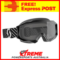 Scott Black/White Hustle X MX Sand Dust Goggles With Grey Lens Motocross Bike