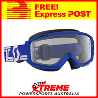 Scott Blue/White Split OTG Goggles With Clear Lens Motocross Dirt Bike