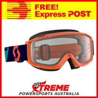 Scott Orange/Blue Split OTG Goggles With Clear Lens Motocross Dirt Bike