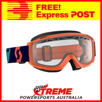 Scott Orange/Blue Split OTG Enduro Goggles With Clear Lens Motocross Dirt Bike