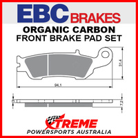 EBC Yamaha YZ250FX 2015-2018 Organic Carbon Front Brake Pad FA450TT