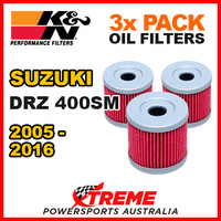 3 PACK K&N MX OIL FILTERS For Suzuki DRZ400SM DRZ 400SM DR Z400SM 2005-2016 KN 139