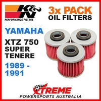 3 PACK K&N OIL FILTERS YAMAHA XTZ750 XTZ 750 1989-1991 SUPER TENERE BIKE KN-145
