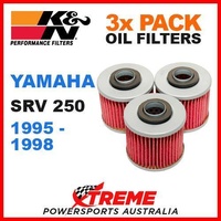 3 PACK MX K&N OIL FILTERS YAMAHA SRV250 SRV 250 1995-1998 MOTORCYCLE KN-145