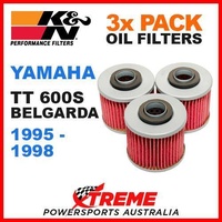 3 PACK K&N OIL FILTERS YAMAHA TT600S TT 600S BELGARDA 1995-1998 OFF ROAD KN-145