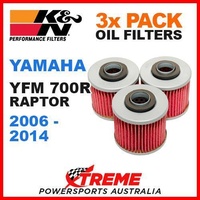 3 PACK K&N OIL FILTERS YAMAHA YFM700R YFM 700R RAPTOR 2006-2014 OFF ROAD KN-145