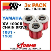 3 PACK K&N OIL FILTERS YAMAHA XV1000R XV 1000R CHAIN DRIVE 1981-1982 MOTORCYCLE