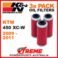 3 PACK K&N KTM 450XCW 450 XC-W 2009-2011 OIL FILTERS OFF ROAD DIRT BIKE KN 652