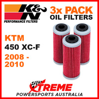 3 PACK K&N KTM 450XCF 450 XC-F 2008-2010 OIL FILTERS OFF ROAD DIRT BIKE KN 652