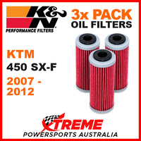 3 PACK K&N KTM 450SXF 450SX-F 2007-2012 OIL FILTERS OFF ROAD DIRT BIKE KN 652