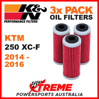 3 PACK K&N KTM 250XCF 250 XC-F 2014-2016 OIL FILTERS OFF ROAD DIRT BIKE KN 652