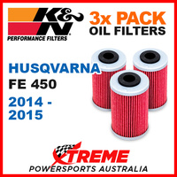 3 PACK K&N HUSQVARNA FE450 FE 450 2014-2015 OIL FILTERS OFF ROAD KN 655