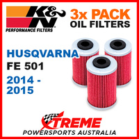 3 PACK K&N HUSQVARNA FE501 FE 501 2014-2015 OIL FILTERS OFF ROAD KN 655