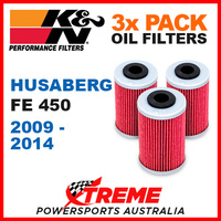 3 PACK K&N HUSABERG FE450 FE 450 2009-2014 OIL FILTERS OFF ROAD KN 655