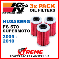 3 PACK K&N HUSABERG FS570 FS 570 2009-2010 OIL FILTERS SUPERMOTARD KN 655
