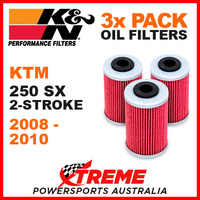 3 PACK K&N KTM 250SX SX250 2-STROKE 2008-2010 OIL FILTERS OFF ROAD KN 655