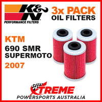 3 PACK K&N KTM 690SMR 690 SMR 2007 OIL FILTERS SUPER MOTO ROAD BIKE KN 655