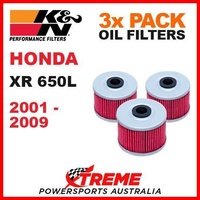 3 PACK K&N MX OIL FILTERS HONDA XR650L XR 650L 2001-2009 TRAIL DIRT BIKE KN 112