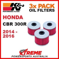 3 PACK K&N MX OIL FILTERS HONDA CBR300R CBR 300R 2014-2016 SPORT BIKE KN 112