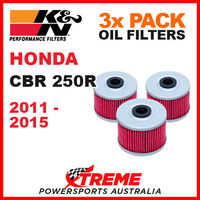 3 PACK K&N OIL FILTERS HONDA CBR250R CBR 250R 2011-2015 SPORT BIKE ROAD KN 112