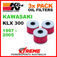 3 PACK K&N MX OIL FILTERS KAWASAKI KLX300 KLX 300 1997-2005 TRAIL BIKE KN 112