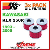 3 PACK K&N MX OIL FILTERS KAWASAKI KLX250R KLX 250R 1993-2006 TRAIL BIKE KN 112