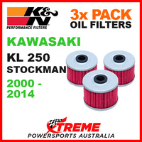 3 PACK K&N MX OIL FILTERS KAWASAKI KL250 KL 250 STOCKMAN 2000-2014 TRAIL KN 112