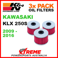 3 PACK K&N MX OIL FILTERS KAWASAKI KLX250S KLX 250S 2009-2016 TRAIL BIKE KN 112
