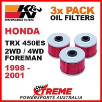 3 PACK K&N OIL FILTERS HONDA TRX450ES TRX 450ES FOREMAN 2WD 4WD 1998-2001 KN 113