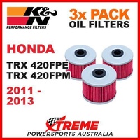 3 PACK K&N OIL FILTERS HONDA TRX420FPE TRX420FPM 2011-2013 ATV OFF ROAD KN 113