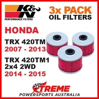 3 PACK K&N OIL FILTERS HONDA TRX420TM 2007-2013 TRX420TM1 2x4 2014-2015 KN 113