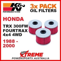 3 PACK K&N OIL FILTERS HONDA TRX300FW TRX 300FW FOURTRAX 4x4 4WD 1988-2000 KN113