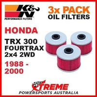3 PACK K&N MX OIL FILTERS HONDA TRX300 TRX 300 FOURTRAX 2x4 2WD 1988-2000 KN 113