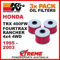 3 PACK K&N OIL FILTERS HONDA TRX400FW TRX 400FW FOURTRAX RANCHER 95-2003 KN 113